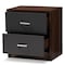 Baxton Studio Hansel Modern 2-Drawer Dark Brown and Dark Grey Finished Nightstand 147-8259 - alternate 3